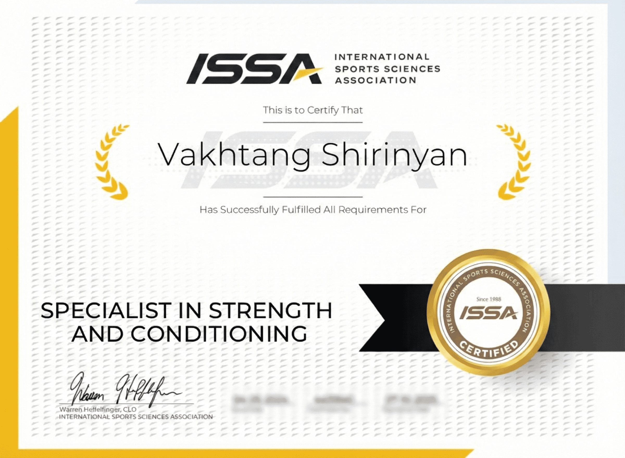 Specialist in Strength and Conditioning